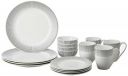 Amazon Brand - Solimo Ceramic 16 Piece Printed Dinner Set | 4 Dinner Plates, 4 Quarter Plates, 4 Mugs & 4 Small Bowls | Black Lines...