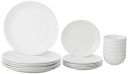Amazon Brand - Solimo Ceramic 18 Piece Classic Solid Dinner Set | 6 Dinner Plates, 6 Quarter Plates, 6 Serving Bowls, White...