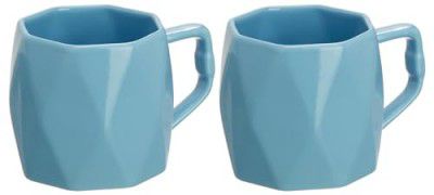 Amazon Brand - Solimo Ceramic Coffee Mugs (380 ml, Set of 2, Sky Blue)