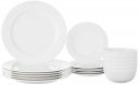 Amazon Brand - Solimo Ceramic Geometric Dinner Set ( White ,18 Pieces )...