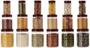 Amazon Brand - Solimo Checkered Jar Container Set of 18, 1000 ml, 500 ml, 200 ml, Transparent, Plastic...
