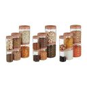 Amazon Brand - Solimo Checkered Jar Container, Set of 18 (6 pcs x 250 ml Each, 6 pcs x 500 ml Each, 6 pcs x 1000 ml Each), Choco | Kitchen Organiser | BPA Free | Stackable...