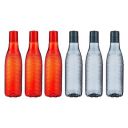 Amazon Brand - Solimo Checkered Plastic Water Bottles, Spill-Proof, 3.2 Cm Neck, Firm Grip (Set of 6, 3 Smoke and 3 Red) 1000 ml...
