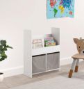 Amazon Brand - Solimo Children Kids Bookcase Book Shelf Storage Display Rack Organizer Holder with Fabric Drawers |White...