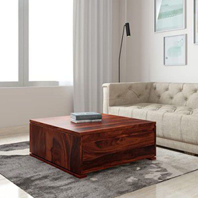 Amazon Brand - Solimo Ciel Solid Sheesham Wood Coffee Table with 2 Drawers (Honey Finish)