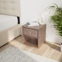 Amazon Brand - Solimo Circe Engineered Wood Bedside Table (1 Drawer with Knob Handle, Oak Finish)...