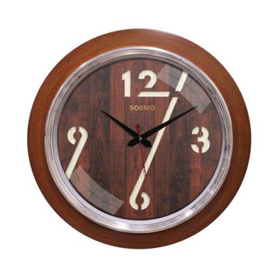 Amazon Brand - Solimo Classic Numbers Wall Clock | Wooden | Silent Sweep Movement | 16 Inch | Brown