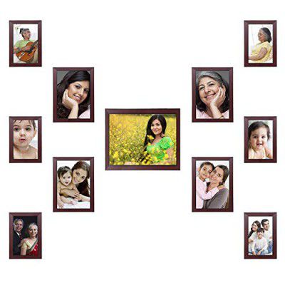 Amazon Brand - Solimo Collage Photo Frames, Set of 11,Wall Hanging (6 pcs - 4x6 inch, 4 pcs - 5x7 inch, 1 pc - 8x10 inch), Rosewood Color