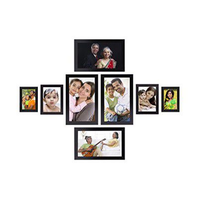 Amazon Brand - Solimo Collage Photo Frames, Set of 8,Wall Hanging (2 pcs - 4x6 inch, 2 pcs - 5x7 inch, 4 pcs - 6x10 inch),Black