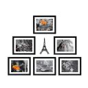 Amazon Brand - Solimo Collage Set of 6 Black Photo Frames (8 X 10 Inch - 6) with Eiffel tower Plaque...