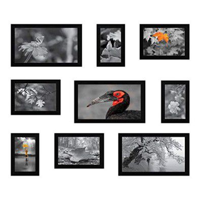 Amazon Brand - Solimo Collage Set of 9 Black Photo Frames (4 X 6 Inch - 3, 5 X 7 Inch - 3 & 6 X 10 Inch - 3)
