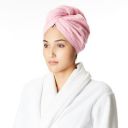 Amazon Brand - Solimo - Cotton Bath Headwrap | Microfiber | Fade Resistant | Pink & Light Blue...
