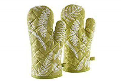 Amazon Brand - Solimo 100% Cotton Padded Oven Gloves Fern