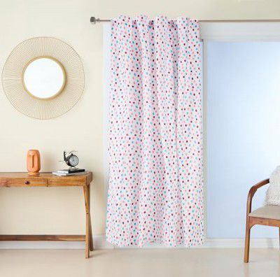 Amazon Brand - Solimo Cotton Window Curtain 5ft (Set of 2) | Hanging Style with Back Loops | Polka-Dot Design, White