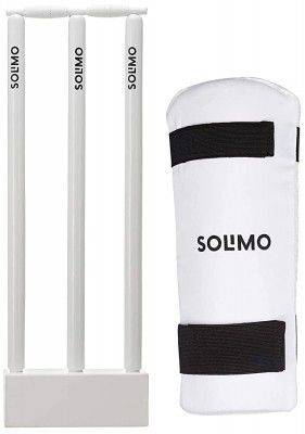 Amazon Brand - Solimo Cricket Arm Guard and Amazon Brand - Solimo Cricket Wooden Stumps Combo