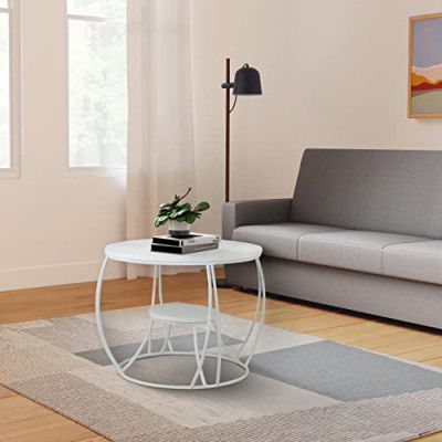 Amazon Brand - Solimo Cyprex Nesting Coffee Table (Metal & MDF Top, White)