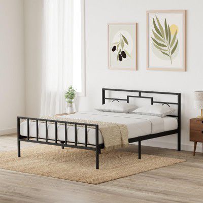 Amazon Brand - Solimo Cyrus Metal Queen Bed (Black,Glossy)