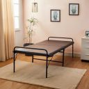 Amazon Brand - Solimo Darius Metal Single Size Foldable Bed with Mattress (Metal, Black)...
