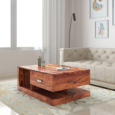 Amazon Brand - Solimo Declut Coffee Table with 1 Drawer (Sheesham Wood, Natural Finish)