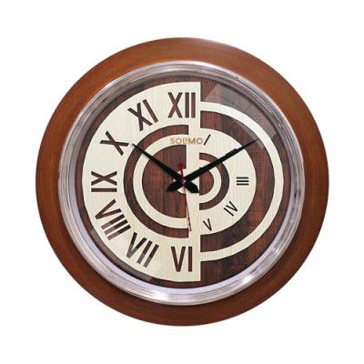 Amazon Brand - Solimo Decorative Numbers Wall Clock | Wooden | Silent Sweep Movement | 16 Inch | Brown