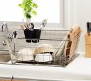 Amazon Brand - Solimo Dish Drainer with Cutlery Stand, Stainless Steel (50 cm x 20 cm x 38 cm)...