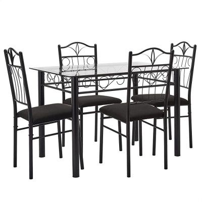 Amazon Brand - Solimo Dorado Glass 4 Seater Dining Set