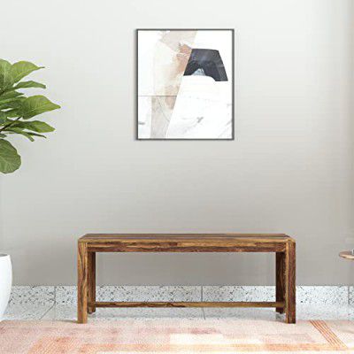 Amazon Brand - Solimo Dothan Solid Sheesham Wood 2 Seater Indoor Bench with Footrest (Natural Finish)