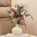 Amazon Brand - Solimo Dried Flowers with Round, White Ceramic Vase for Home Décor and Gifting...