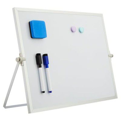 Amazon Brand - Solimo Dry Erase Double-Sided White Board with 360° Rotating Adjustable Stand (30 x 40 cm)