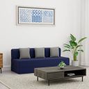 Amazon Brand - Solimo Dukon 3-Person Sofa Foldable Sofa Cum Bed (Epe Foam with Jute Fabric, Navy Blue, 72X70X8 Inches)...