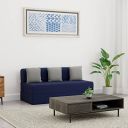 Amazon Brand - Solimo Dukon 3 Seater Foldable Sofa Cum Bed (EPE Foam with Jute Fabric, Navy Blue, 72x60x8 inches)...