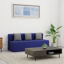Amazon Brand - Solimo Dukon 3 Seater Foldable Sofa Cum Bed (EPE Foam with Jute Fabric, Blue, 72x70x8 inches)...