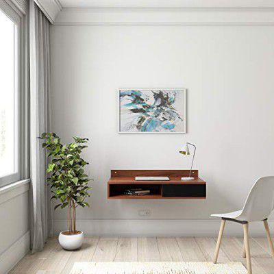 Amazon Brand - Solimo Ellie Engineered Wall Mount Wood Study Desk (Walnut Finish, Black)