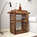 Amazon Brand - Solimo Enid Elegant Bar Trolley with 2 Shelves and Glass Holder (Solid Sheesham Wood, Natural Finish)...