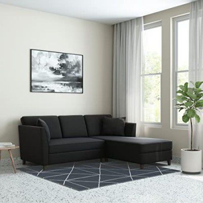 Amazon Brand - Solimo Epinard 5 Seater L Shape LHS Sofa with Lounger (Fabric, Charcoal Grey)