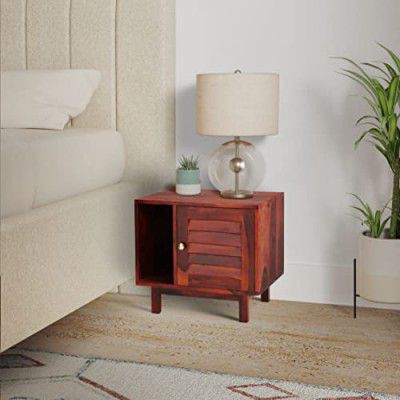 Amazon Brand - Solimo Erich Solid Sheesham Wood Bedside Table with 1 Cabinet (Honey Finish)