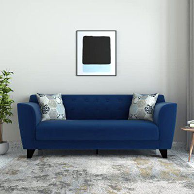 Amazon Brand - Solimo Eton 3 Seater Sofa (Fabric, Royal Blue)