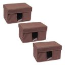 Amazon Brand - Solimo Fabric Rectangular Storage Box, Small, Set of 3, Brown...