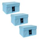Amazon Brand - Solimo Fabric Rectangular Storage Box, Small, Set of 3, Medical Blue...