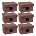 Amazon Brand - Solimo Fabric Rectangular Storage Box, Small, Set of 6, Brown...