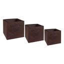 Amazon Brand - Solimo Fabric Storage Box Set, 3 Piece, Brown...