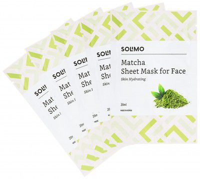 Amazon Brand - Solimo Face Sheet Mask, Matcha, Pack of 5