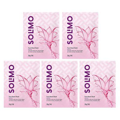 Amazon Brand - Solimo Face Sheet Mask with Aloe Vera, Brown Algae and Caviar Extract (Pack of 5)