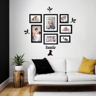 Amazon Brand - Solimo Family Tree Photo Frame Set Of 7 |Mixed Sizes (Black), 30L X 20W CM