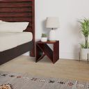 Amazon Brand - Solimo Ferson Bedside Table with Triangular Shelf (Solid Sheesham Wood, Honey Finish)...