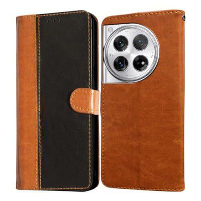 Amazon Brand- Solimo Flip for OnePlus 12R 5G (Leather_CamelBlack)