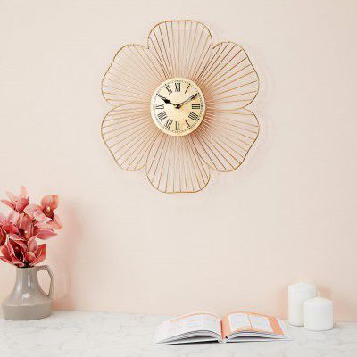Amazon Brand - Solimo Flower Iron Hanging Metal Decorative Wall Clock