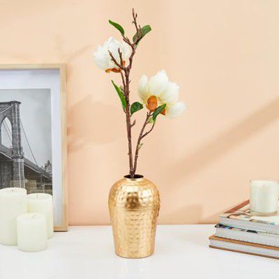 Amazon Brand - Solimo Flower Vase with Rust-Resistant Coating | Stylish and Easy-to-Clean Finish | Compact Design for Modern Décor | Bouquet Vase - Gold