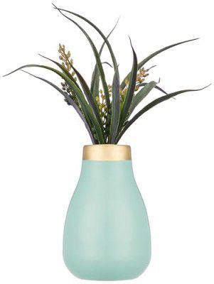 Amazon Brand - Solimo Flower Vase with Rust-Resistant Coating | Bouquet Vase (Big) - Aqua