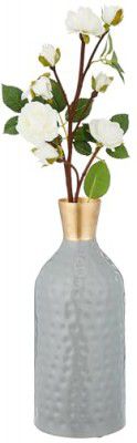 Amazon Brand - Solimo Flower Vase with Rust-Resistant Coating | Stylish and Easy-to-Clean Finish | Compact Design for Modern Décor | Bottle vase - Grey